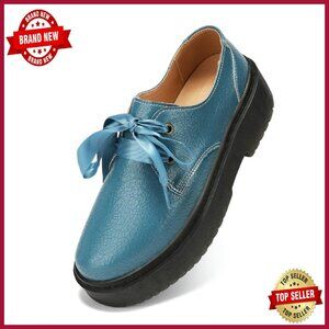 Women's Vegan Leather Platform Loafers Slip On Comfort Work Shoes